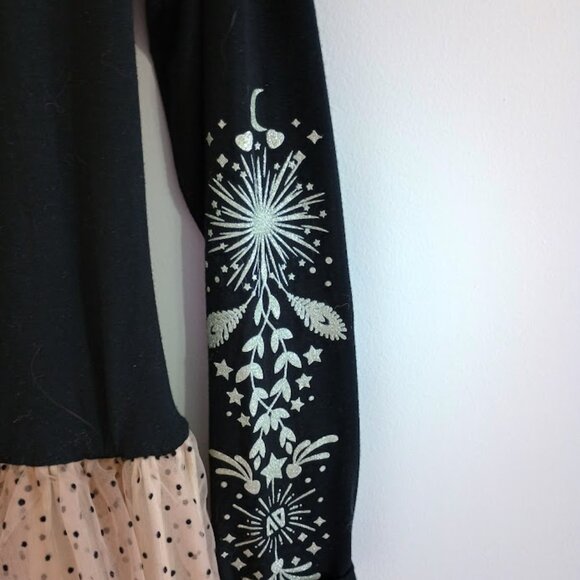 Festive Black & Gold Dress with Tights set - Picture 3 of 4